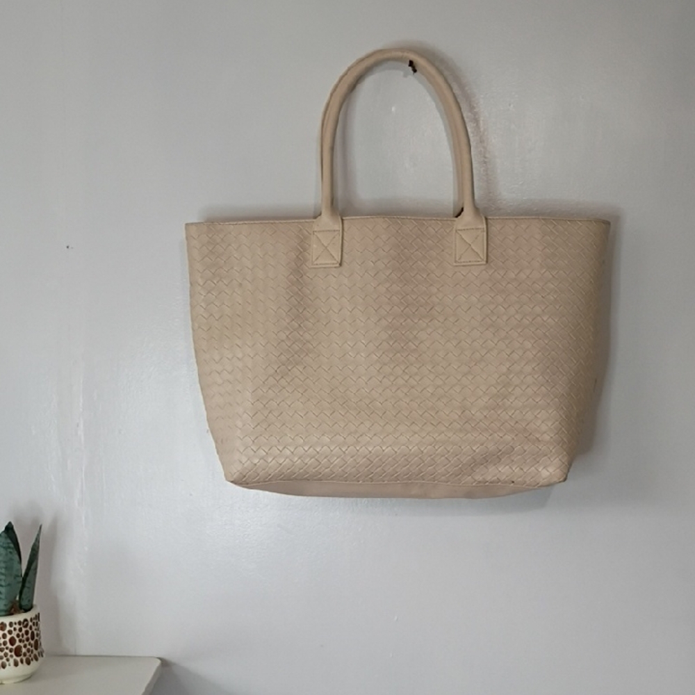 Estee Lauder Cream Tote Bag Woven Boho Shabby Chic